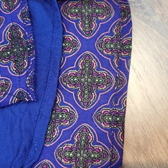 LUCCA COUTURE Purple Geometric Long Sleeve Open Back Romper - Picture 7 of 11